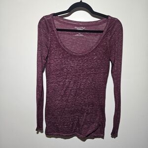 American Eagle Outfitters Burgundy Long Sleeve Top